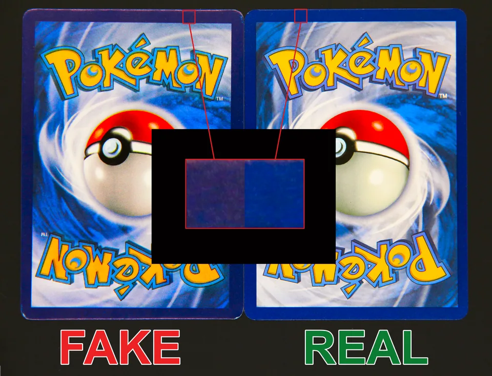 Fake card (left) vs authentic (right)