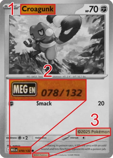 Labeled authentic card reference