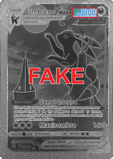 Spanish Umbreon card with 3100 HP